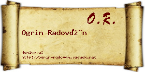 Ogrin Radován névjegykártya